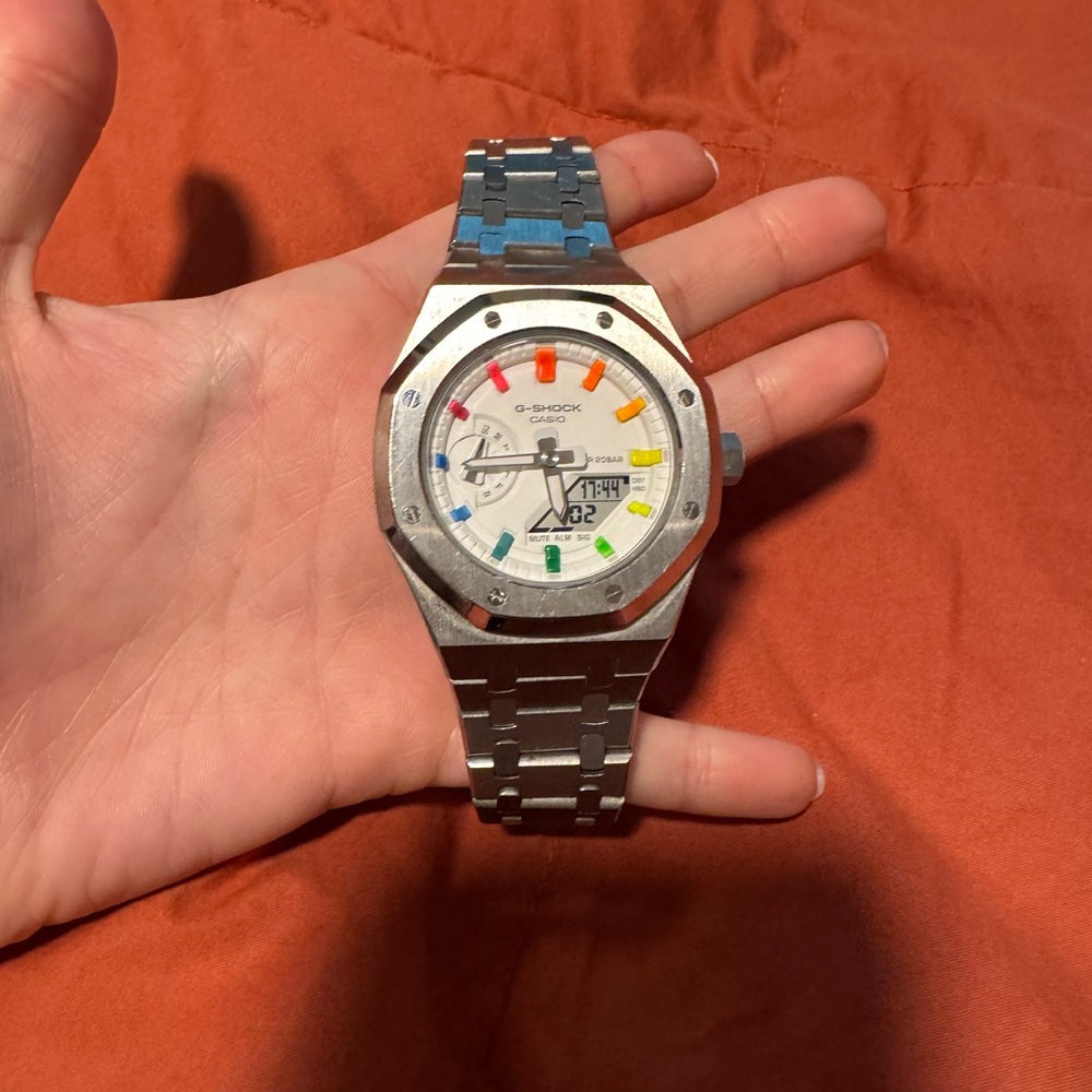 Custom made-G-Shock Silver Multicolor Watch